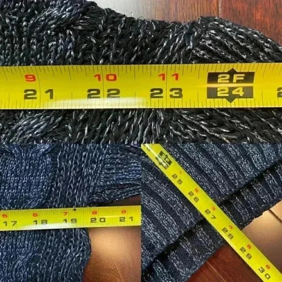 Topshop Oversized Sweater Cable Knit V Neck Tunic Black Silver Metallic Small 4 - Picture 10 of 15